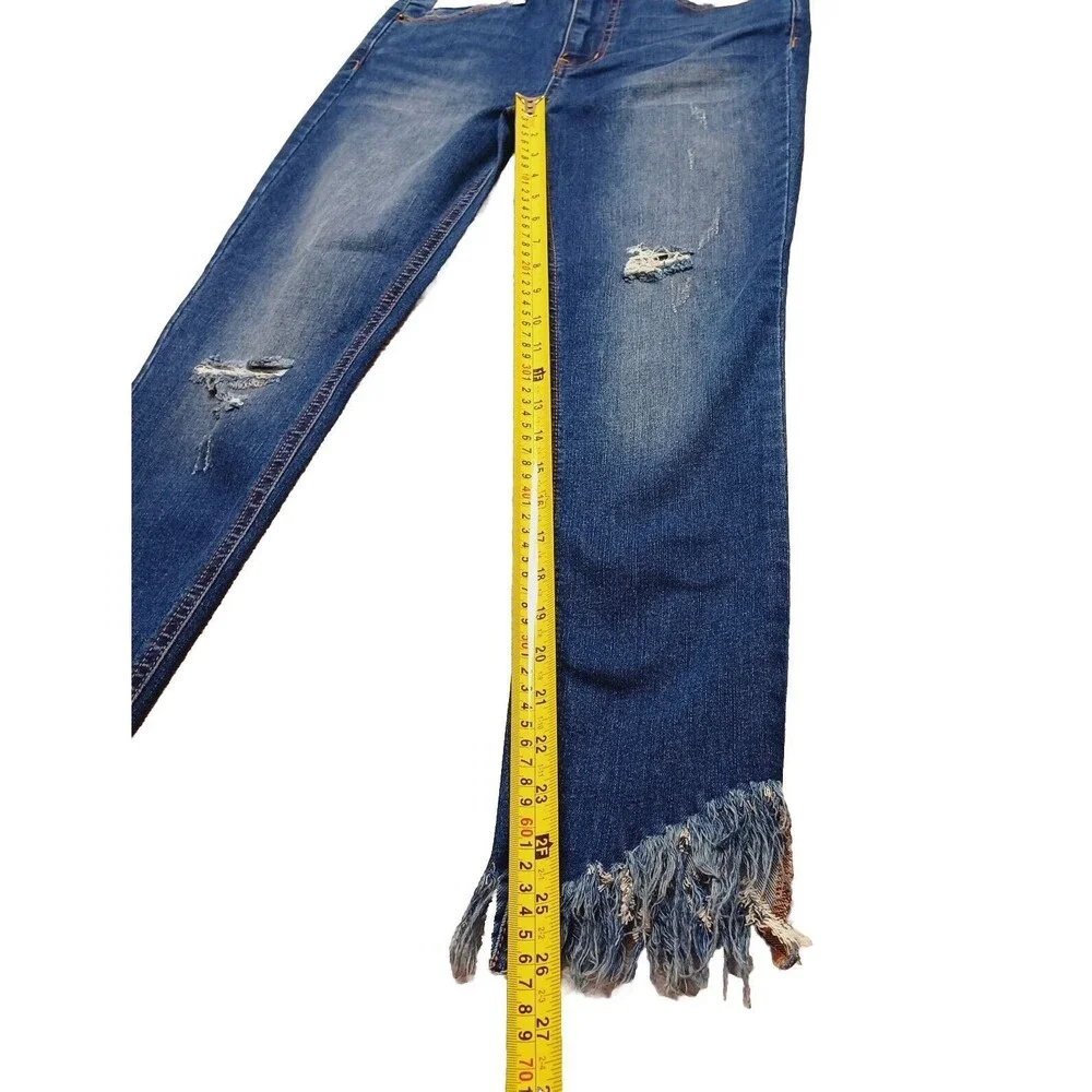 Free People Great Heights Fringe Frayed Hem Skinny Jeans Women's Size 27